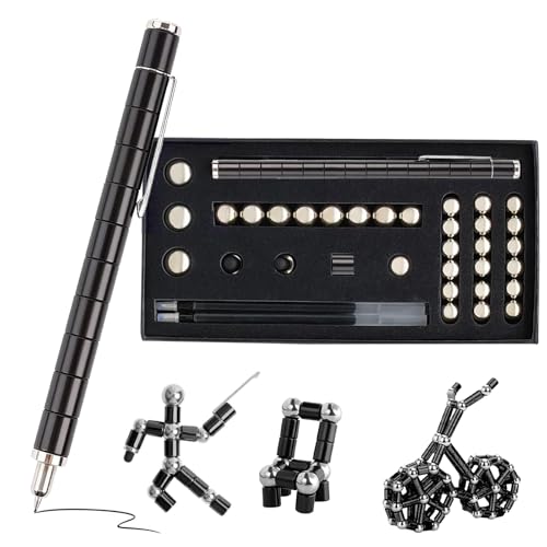 MORAINJAY Kugelschreiber Fidget Pen,Magnet Stift Gravity Pen,Schwarz Lustige Multifunktions Stift,Magnetstift mit Stylus Stift und Stressabbau Geschenk Toys für Junge Männer Frauen Teenager von Generisch