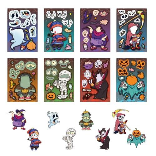 Machen Sie ein Gesichtsaufkleber - 8pcs machen ein Gesicht Halloween Charaktere Aufkleber | Wasserdichte Fun Facial Expression Aufkleber für Kinder | Wiederholbares Stickrs -Spielzeug für Hallowen Pa Machen Sie ein Gesichtsaufkleber - 8pcs machen ein Gesicht Halloween Charaktere Aufkleber | Wasserdichte Fun Facial Expression Aufkleber für Kinder | Wiederholbares Stickrs -Spielzeug für Hallowen Pa von Generisch