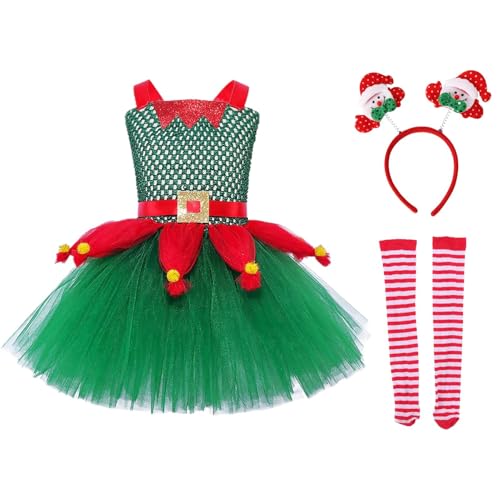 Mädchen Weihnachten Tutu Kleid, Grünes m onster Ärmellose Tüllrock Damen Mit Socken & Stirnband, Neuheit Rot Grün Weihnachtskleid, Weihnachten Outfit Für Baby Kinder Kleinkind Mädchen von Generisch