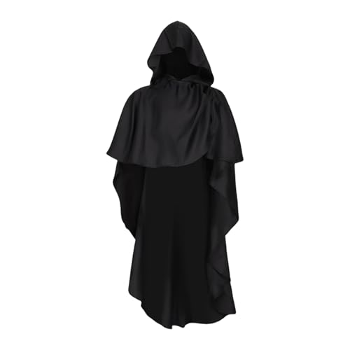 Männerumhang Mit Kapuze - Vintage Kapuzenmantel - Gothic Kostüm Herren Umhang für Halloween Party Cosplay Festival Bühne Ritter Mittelalter Männerumhang Mit Kapuze - Vintage Kapuzenmantel - Gothic Kostüm Herren Umhang für Halloween Party Cosplay Festival Bühne Ritter Mittelalter von Generisch