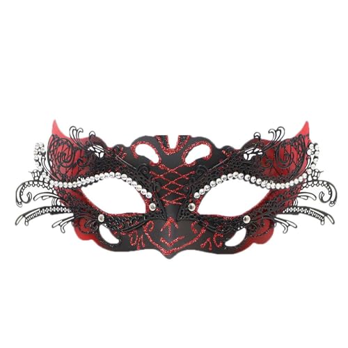 ?????｡??? Männliche und weibliche Karnevalsparty-Auftritte, Maskerade-Tänze, Metal Schöne Schulsachen (Red, One Size) von Generisch