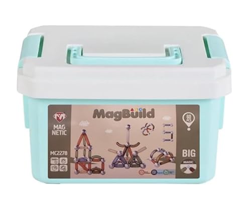 MagBuild Magnetische Bausteine für Kinder, 60 Teile, Konstruktionsspielzeug mit Verbindungsstäben von Generisch