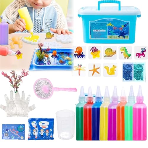 Magic Jelly Set, Magic Water Elf 3D, Magic Water Elf Toy Kit, Magic Squishy Maker Water Fairies für Kinder von 3-8 Jahren (6 Flaschen 6 Schablonen) von Generisch