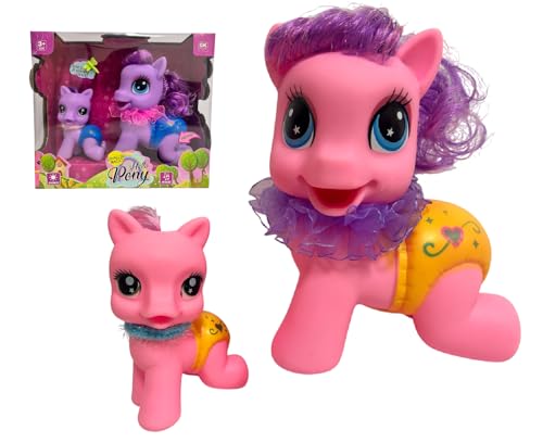 Magisches Pony Großes Spielzeug mit Nitrit Lichter und Musik Mutter und Welpe mit weicher Mähne zum Kämmen Pony Maxi Pferde Spielzeug für Kinder Magisches Pferd Einhorn, zufällige Farben von Generisch