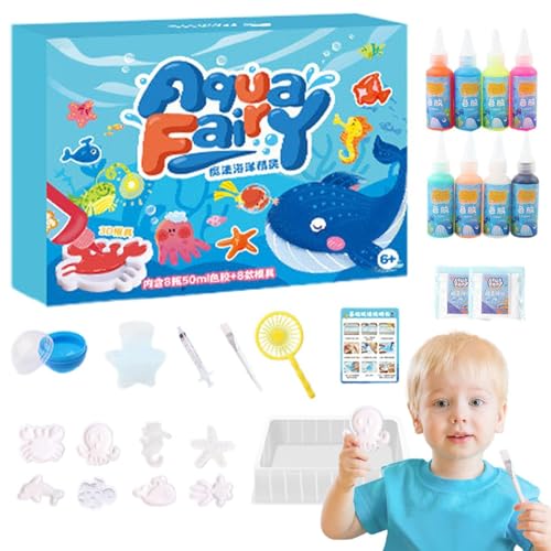 Magisches Wasserelfen-Spielzeug-Set, 3D-Wasserfee, magisches Gel-Set – Aqua-Tierspielzeug mit 8 magischen Gelen und 8 bunten Formen für Kleinkinder von Generisch