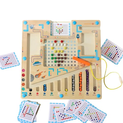 Magnetic Color and Number Maze, Wooden Magnet Ball Puzzle, Educational Fine Motor Learning Toy for Preschoolers, Interactive Puzzle Boys and Girls, 8.86x8.86x0.59 Inches von Generisch