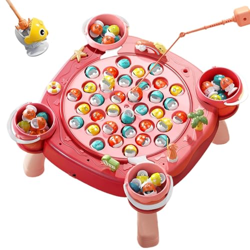 Magnetic Fishing Game, Preschool Rotating Fish Board, 11.81x11.81x3.54 inches Musical Fishing Games Set, Fine Motor Skill Activity for, Magnetic Rods Educational von Generisch