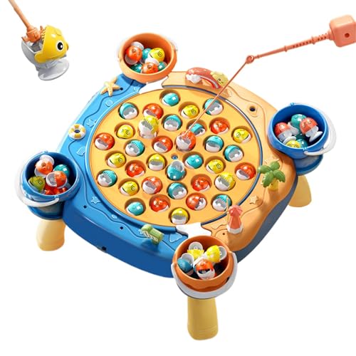 Magnetic Fishing Game, Preschool Rotating Fish Board, 11.81x11.81x3.54 inches Musical Fishing Games Set, Fine Motor Skill Activity for, Magnetic Rods Educational von Generisch