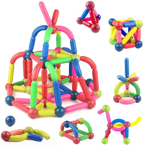 Magnetic Sticks,Magnetische Bausteine Spielzeug,Magnet Bausteine für Kinder,66 Stück Magnete Kinde,Magnetic Bauklötze Baukasten Kinderspielzeug für Mädchen Jungen 3 4 Jahre Pädagogisches Lernspielzeug Magnetic Sticks,Magnetische Bausteine Spielzeug,Magnet Bausteine für Kinder,66 Stück Magnete Kinde,Magnetic Bauklötze Baukasten Kinderspielzeug für Mädchen Jungen 3 4 Jahre Pädagogisches Lernspielzeug von qimeyu