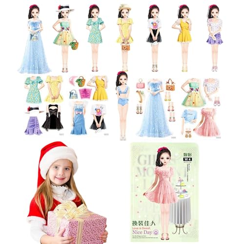 Magnetische Anziehpuppe | Magnet-Prinzessin-Outfit und Zubehör | Magnetisches Papierpuppenspiel für Mädchen zu Weihnachten, Neujahr, Ostern, Geburtstagsgeschenke von Generisch