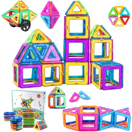 Magnetische Bausteine,Magnete für Kinder,61 Magnet Bausteine für Kinder,Magnetbausteine ab 3 Jahre Magnetspielzeug Magnet Spielzeug Kinder für Mädchen Jungen Pädagogisches Geschenk von Generisch