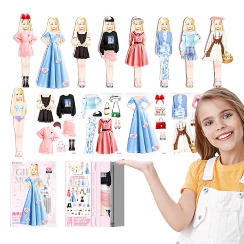 Magnetische Kleiderset, kreative Rätsel Spielzeug Dress Up Dolls Spielzeug - Papierpuppe, täuschen Sie Spielzeug für Kinder, Mädchen, Jugendliche, Reisen, Schule von Generisch