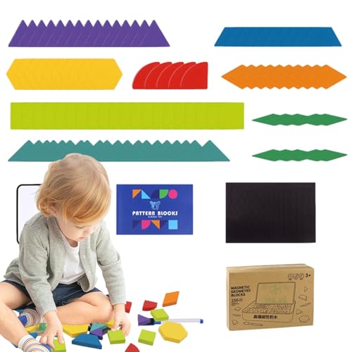 Magnetische Musterblöcke, Tangrams für Kinder im Alter von 3–5 Jahren - Holzmusterblöcke 120 Stück magnetische Tangrams - Tangram-Puzzle für und Mädchen, Weihnachten, Vorschulkinder, Familienzeit, Kin von Generisch