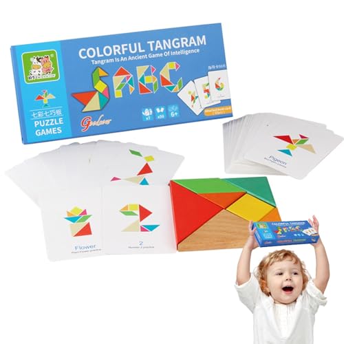 Magnetische Musterblöcke, Tangrams für Kinder im Alter von 4–8 Jahren | Musterblöcke Holz Tangrams Blockpuzzle,Kreative Formblöcke, Musterspielspielzeug für und Mädchen, Schreiben, Zeichnen, Vorschulk von Generisch