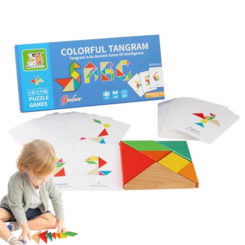 Magnetische Musterblöcke, Tangrams für Kinder im Alter von 4–8 Jahren | Musterblöcke Holz Tangrams Blockpuzzle - Musterspielspielzeug, kreative Formblöcke für Vorschulkinder, Zuhause, Familienzeit, We von Generisch