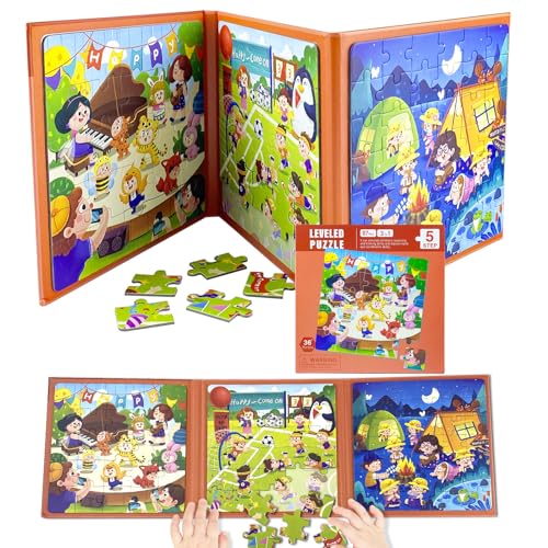 Magnetische Puzzle,Kinderpuzzle,Magnet Puzzle,Rahmenpuzzle,1 Stück 3-In-1 Magnetpuzzle für Kinder 3 4 5 Jahre Reisespiele Kinder Lernspielzeug für Kinde Lernmagnet Geschenk für den Roadtrip Flugzeug. von Generisch