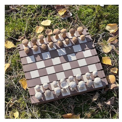 Magnetische Waldpilze Schach, 2025 Neues Holz Schach Botanik Board Set, Naturthema Kreatives und Tragbares Rollbares Set, Pilzstücke für Erwachsene Camping in freier Wildbahn (B) von Generisch