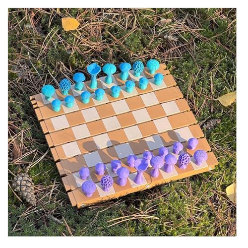 Magnetische Waldpilze Schach, 2025 Neues Holz Schach Botanik Board Set, Naturthema Kreatives und Tragbares Rollbares Set, Pilzstücke für Erwachsene Camping in freier Wildbahn (C) von Generisch