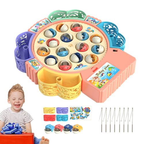 Magnetisches Fischspiel, magnetisches Angelspielzeug - Magnetisches Angelspiel mit 3 Gängen und Musik,Niedliches Kinderspielzeug mit um 360 Grad drehbarer Angelscheibe für Zuhause, Kindergarten, Kinde von Generisch