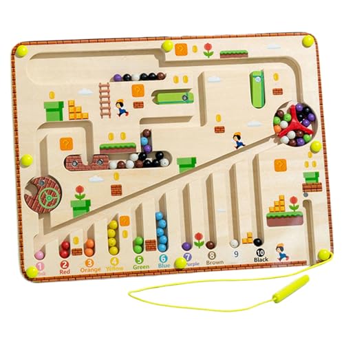 Magnetisches Labyrinth, magnetisches Farblabyrinth | Bead Maze Magnetisches Brettspiel Zählspielzeug,Holzpuzzle-Aktivitätsbrett, Lernspielzeug für Kinder für Feinmotorik, logisches Denken von Generisch