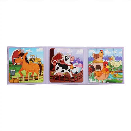 Magnetisches Reisepuzzle, Magnetpuzzles für Kinder, Faltbare Puzzle-Sets mit Tiermotiven, Bauernhaus-Cartoon-Puzzle, pädagogisches Puzzlebuch für die frühe Bildung von Jungen und Mädchen von Generisch