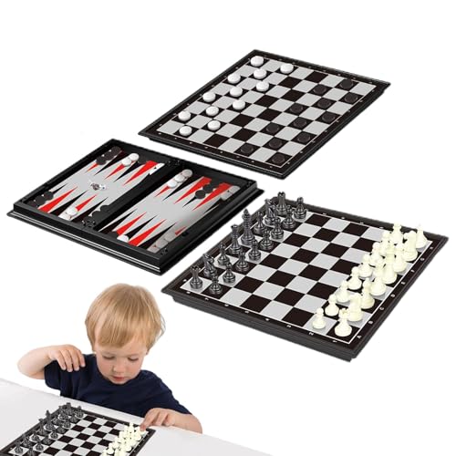 Magnetisches Schachspiel-Set, Brettspiele, Schachbrett, zusammenklappbar, Schachspiel, Lernspielzeug, interaktives Spielzeug, Schachset für Kinder und Erwachsene von Generisch