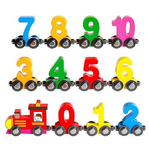 Magnetisches Zugspielzeug, Zahlenzug-Puzzle,Magnetische Puzzle-Bausteine ​​ - Holzeisenbahn-Set für Kleinkinder, Zahlenzüge-Lernaktivitäten, Lernspielzeug für Kinder von Generisch