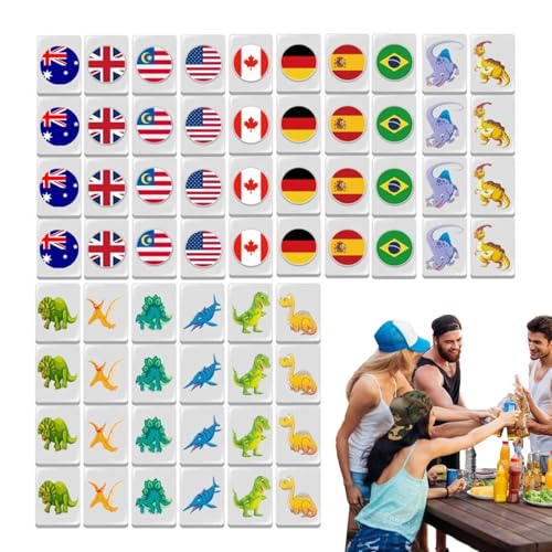 Mahjong -Spiel - 65pcs Mahjong Flag -Muster -Spielblöcke - Seaside Escape Family Brettspiele, Family Games Blocks Mahjong Tiles Set für Picknick von Generisch