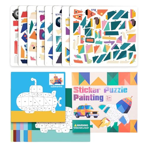 Malerei mit Stickern für Kinder, 3D-Puzzle von Fahrzeugen mit Aufklebern und Farben – Lernspielzeug für Reisen und Kleinkinder Malerei mit Stickern für Kinder, 3D-Puzzle von Fahrzeugen mit Aufklebern und Farben – Lernspielzeug für Reisen und Kleinkinder von Generisch