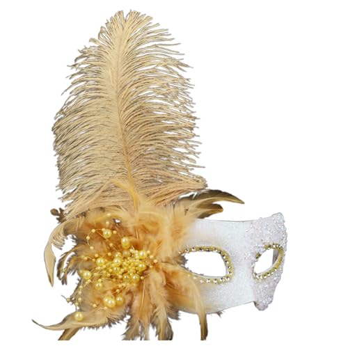 Mardi Gras Decor Fake Flower Feathers Venezianische Maskerade Ball Masken Party Zubehör Kostüme Karneval Maske Party Maske Frauen Karneval Outfit Maskerade Outfits Ball Kostüm 2025 von Generisch