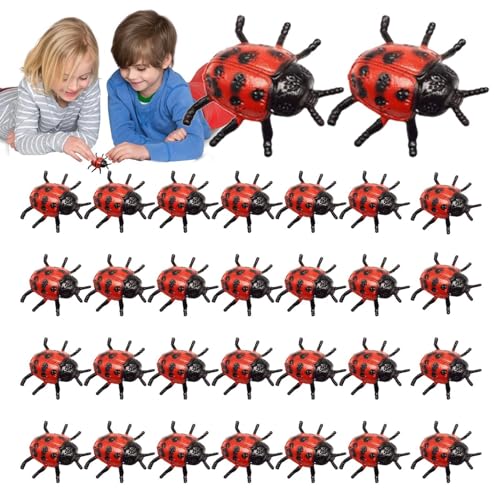 Marienkäfer-, Marienkäfer-Spielzeug | Fake Lady Bird Toys 30 Stück Marienkäfer | PVC-Marienkäfer-Spielzeug, Marienkäfer-Garten, realistische -Marienkäfer für Trick, Kinderparty, Streich-Requi von Generisch