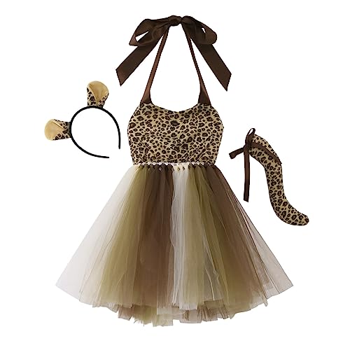 Maskenball, Rentier Kostüm Kinder Mädchen Tütü Tüllrock+rentier Haarreifen 2-Teiliges Prinzessin Tutu Kleid Weihnachten Karneval Baby Reindeer Costume Reh Party Weihnachtskostüm von Generisch