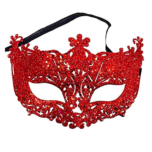 Maskerade-Maske 2025 venezianische Party-Ball-Masken Vintage-Halloween-Kostüm Karneval-Maske Weihnachten für Kostüm Cosplay Abschlussball Karneval Zubehör (Rot) von Generisch