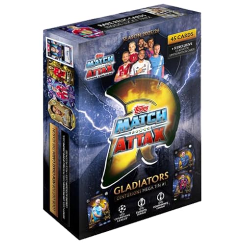 Match Attax CL 2025/26 Trading Cards Bundle | 1x Gladiators Mega Tin #1 „Centurions“ | 45 Sammelkarten | 3 Exklusive Limitierte Karten | Fußball Trading Cards | Neu & OVP Match Attax CL 2025/26 Trading Cards Bundle | 1x Gladiators Mega Tin #1 „Centurions“ | 45 Sammelkarten | 3 Exklusive Limitierte Karten | Fußball Trading Cards | Neu & OVP von Generisch