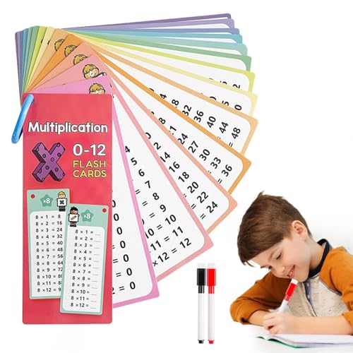 Mathekarten-Lernkarten, Mathe-Rechenkarten-Spielzeug, Multiplikationskarten Für Kinder, Mathe-Lernkartenspiel, Mathe-Lernkarten für Kinder, Mit 2 löschbaren Stiften (Multiplikation, one Size) von Generisch