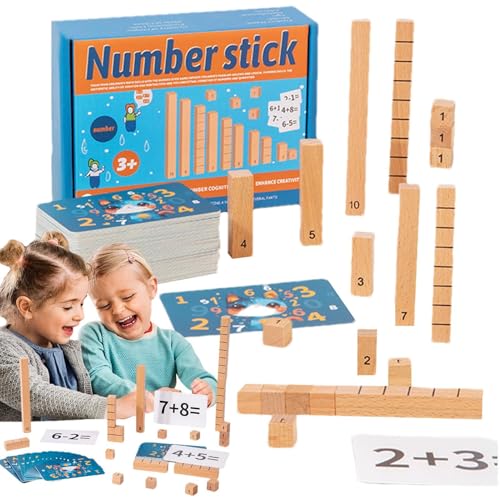 Mathematikmanipulative 1. Klasse, Zählblöcke - Geruchslose Holznummer Bausteine ​​ - Homeschool Supplies, Addition & Subtraction Games für Kindergarten Kinder, und Mädchen von Generisch