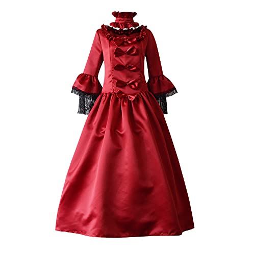 Medieval Dress Women Baggy Elastizität Halloween Kostüm Retro Atmungsaktiv Renaissance Kleid Falten Freizeit Steampunk Kleid Karneval Leicht Prinzessin Kleid Elegant Vampir Kostüm Gothic Kleidung von Generisch