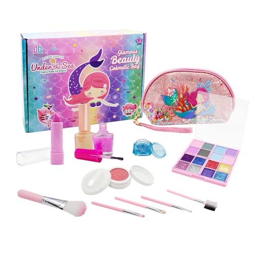 Meerjungfrau Mädchen Make Up Kit, Kinderschminke Set Mädchen, 14-teiliges Make Up Set, Schminkkoffer Mädchen,Waschbar Make Up Spielzeug Für Mädchen, Für Kleine Mädchen, Geburtstagsgeschenk von Generisch