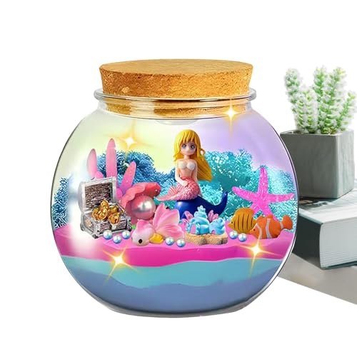 Meerjungfrau-Terrarium-Set – Meerjungfrauen-Leuchtbehälter, LED-Nachtlicht-Terrarium für Kinder mit Fernbedienung, pädagogisches Kunsthandwerk und Handwerk, Meerestier-Aquarium für Mädchen im Alter Meerjungfrau-Terrarium-Set – Meerjungfrauen-Leuchtbehälter, LED-Nachtlicht-Terrarium für Kinder mit Fernbedienung, pädagogisches Kunsthandwerk und Handwerk, Meerestier-Aquarium für Mädchen im Alter von Generisch