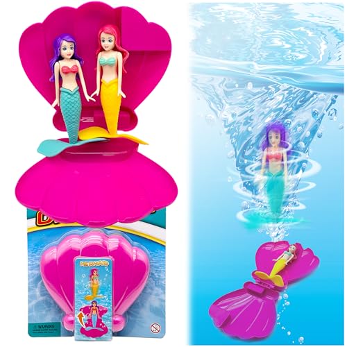 Meerjungfrauen-Pool-Spielzeug-Muschel, inklusive 2 Stück Meerjungfrau und 1 Muschel, Sommer-Schwimmwasserspielzeug, Schwimmbad-Zubehör, kleine Meerjungfrau-Partyzubehör und Wasserspielzeug für Mädchen Meerjungfrauen-Pool-Spielzeug-Muschel, inklusive 2 Stück Meerjungfrau und 1 Muschel, Sommer-Schwimmwasserspielzeug, Schwimmbad-Zubehör, kleine Meerjungfrau-Partyzubehör und Wasserspielzeug für Mädchen von Generisch