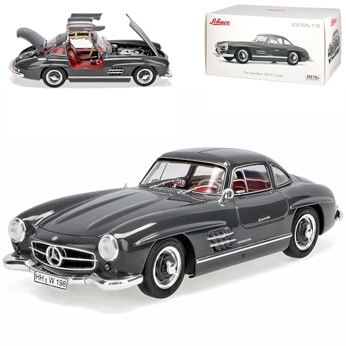 Mercedes-B 300SL SL-Klasse Coupe Grau W198 1954-1963 Flügeltürer 1/18 Schuco Modell Auto mit individiuellem Wunschkennzeichen von Generisch