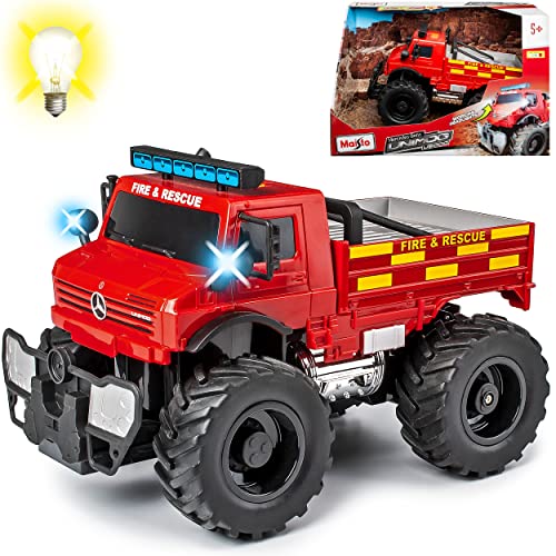 Mercedes-B Unimog U5000 Rot Feuerwehr mit Licht und Sound 1/16 Modell Auto von Generisch