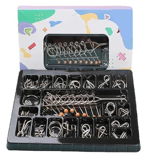 Metall Knobelei Spiele Set, Intelligenz Rätsel Ring, Metal Puzzle Denkspiele Spielzeug, Geschenk für Weihnachten Ostern Geburtstag (20pcs) von Generisch