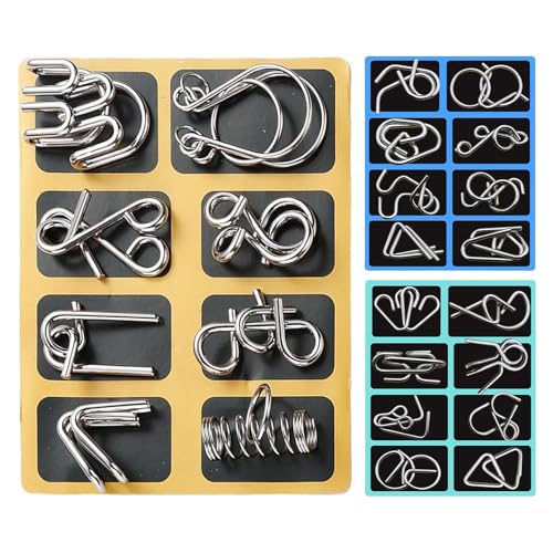 Metalldraht-Puzzle-Set-mit hohem Kohlenstoffstahl 18x13,5 cm | Metall -Hirnteaser -Rätsel Ring | Metalle Mind Puzzle schwierige Spiele für Kinder, Erwachsene und tägliche Nutzung des Gehirntrainings Metalldraht-Puzzle-Set-mit hohem Kohlenstoffstahl 18x13,5 cm | Metall -Hirnteaser -Rätsel Ring | Metalle Mind Puzzle schwierige Spiele für Kinder, Erwachsene und tägliche Nutzung des Gehirntrainings von Generisch