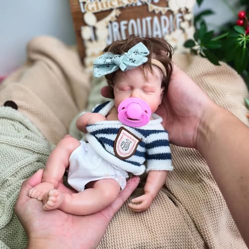 Mini-Reborn-Babypuppe 30 cm lebensecht mit geschlossenen Augen offenem Mund, realistische handgefertigte Neugeborenen-Sammlerpuppe Mini-Reborn-Babypuppe 30 cm lebensecht mit geschlossenen Augen offenem Mund, realistische handgefertigte Neugeborenen-Sammlerpuppe von Generisch