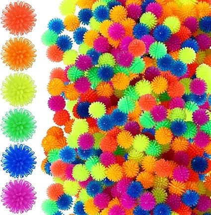 Mini-Regenbogen-Hüpfbälle, Quetschbälle, Stressabbau, sensorische Bälle, Fidget-Spielzeug, bunte Dekompressionsmassagebälle, Igelball für Teenager und Erwachsene, 100 Stück von Generisch