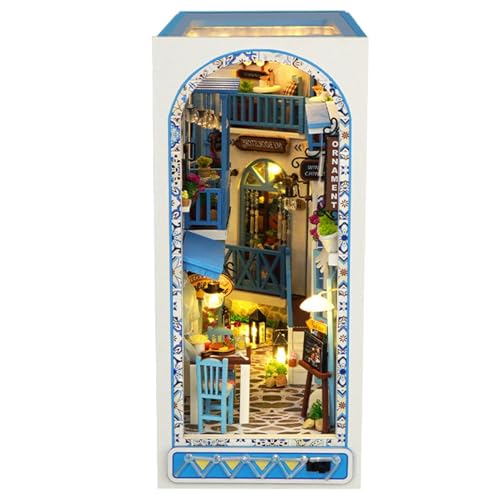 Miniatur Book Nook Kit, Dekoratives Bücherregal Miniatur-Szenen, Holzpuzzle Booknook Miniatur Kit, Puppenhaus Modell Kits, Kreative dreidimensionale Buchstütze Modell Ornamente, handmontiert von Generisch