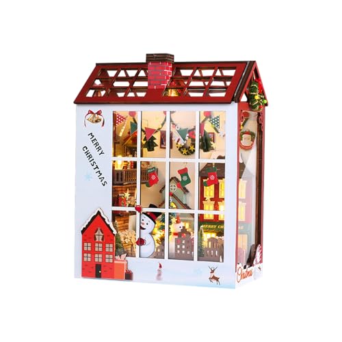 Miniatur-Book-Nook-Kit,Book-Nook-Miniatur-Kit - Ative Buchstützen aus Holz - Gebäude Puppenhaus Buchstützen, Holzpuzzle Miniaturhaus für Weihnachtsferien von Generisch