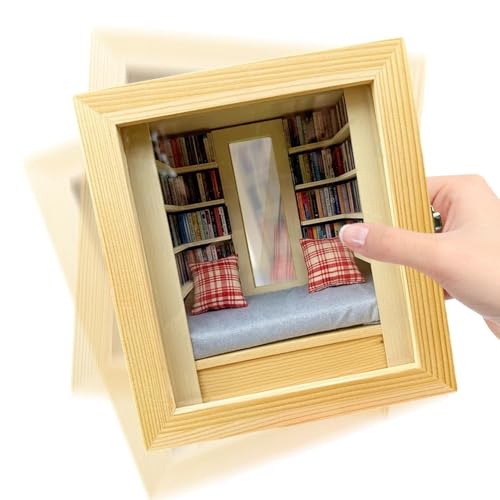 Miniatur Book Nook Kit | Vintage Library Book Nook | Holz Book Nook | Book Nook Shelf Kit | Miniatur-Bücherregal-Szenen | Neuheit Heimdekoration für gemütliches Ambiente von Generisch