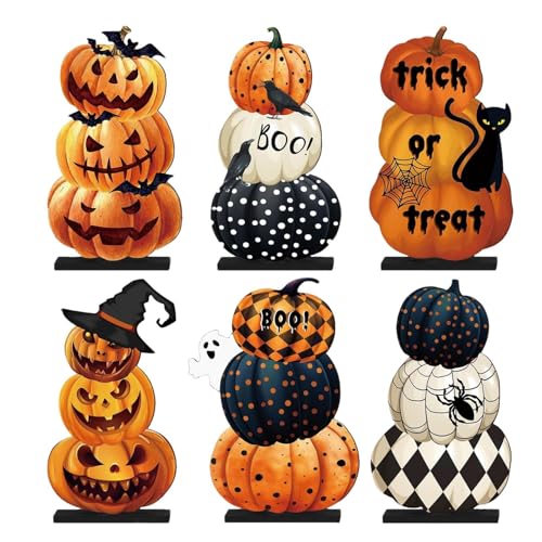 Miniatur-Halloween-,Miniatur-Halloween-Figur | Künstliche Statue aus Holz | Halloween-Ornamente, lustige -Dekoration für drinnen und draußen von Generisch